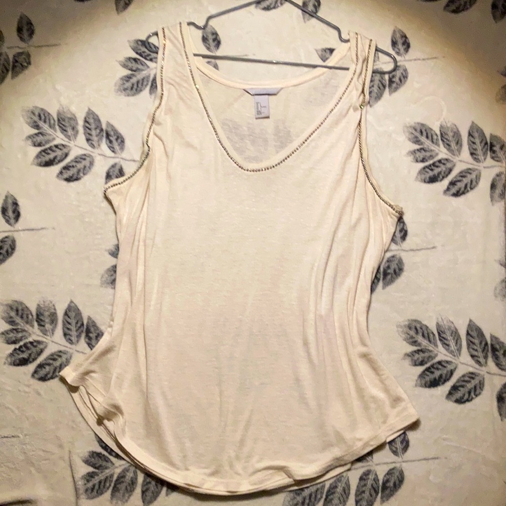 Sheer White H&M Tank with Jewels